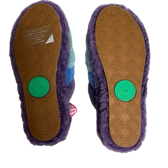 UGG Pride Fluff Yeah Slide Sheepskin Rainbow Slipper Sandal - Picture 7 of 10